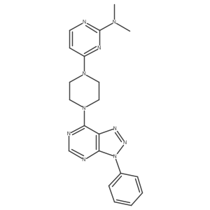 N,N-dimethyl-4-(4-{3-phenyl-3H-[1,2,3]triazolo[4,5-d]pyrimidin-7-yl}piperazin-1-yl)pyrimidin-2-amine结构式