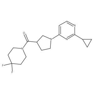 2-Cyclopropyl-4-[3-(4,4-difluoropiperidine-1-carbonyl)pyrrolidin-1-yl]pyrimidine结构式