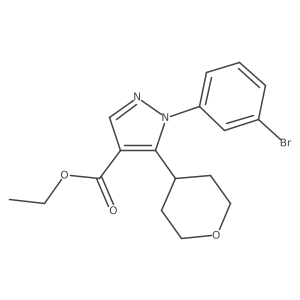 1-(3-Bromo-phenyl)-5-(tetrahydro-pyran-4-yl)-1H-pyrazole-4-carboxylic acid ethyl ester Structure