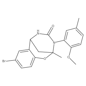 8-bromo-3-(2-methoxy-5-methylphenyl)-2-methyl-5,6-dihydro-2H-2,6-methanobenzo[g][1,3,5]oxadiazocin-4(3H)-one结构式