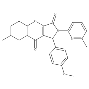 1-(4-methoxyphenyl)-7-methyl-2-(6-methylpyridin-2-yl)-4a,5,6,7,8,8a-hexahydro-1H-chromeno[2,3-c]pyrrole-3,9-dione结构式