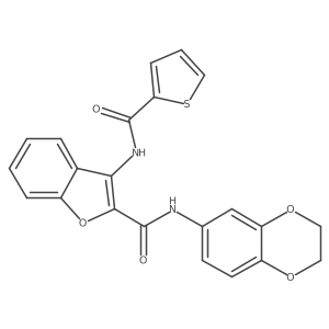 N-(2,3-dihydrobenzo[b][1,4]dioxin-6-yl)-3-(thiophene-2-carboxamido)benzofuran-2-carboxamide结构式