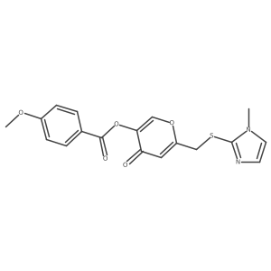 6-(((1-methyl-1H-imidazol-2-yl)thio)methyl)-4-oxo-4H-pyran-3-yl 4-methoxybenzoate结构式