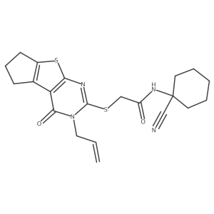 N-(1-Cyanocyclohexyl)-2-[(12-oxo-11-prop-2-enyl-7-thia-9,11-diazatricyclo[6.4.0.02,6]dodeca-1(8),2(6),9-trien-10-yl)sulfanyl]acetamide Structure