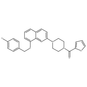 (4-(8-((4-Fluorobenzyl)oxy)quinolin-2-yl)piperazin-1-yl)(furan-2-yl)methanone Structure