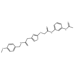 N-(3-acetamidophenyl)-2-((4-(2-((4-methoxybenzyl)amino)-2-oxoethyl)thiazol-2-yl)thio)acetamide结构式