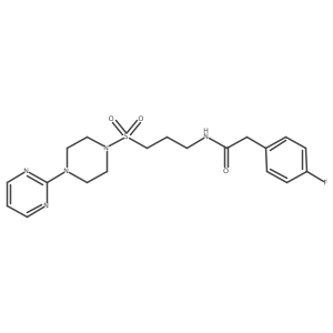 2-(4-fluorophenyl)-N-(3-((4-(pyrimidin-2-yl)piperazin-1-yl)sulfonyl)propyl)acetamide结构式