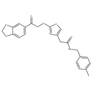 2-(2-{[2-(2H-1,3-benzodioxol-5-yl)-2-oxoethyl]sulfanyl}-1,3-thiazol-4-yl)-N-[(4-fluorophenyl)methyl]acetamide结构式