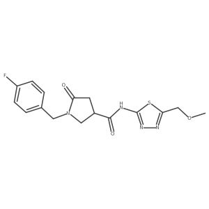 1-(4-fluorobenzyl)-N-[(2E)-5-(methoxymethyl)-1,3,4-thiadiazol-2(3H)-ylidene]-5-oxopyrrolidine-3-carboxamide结构式