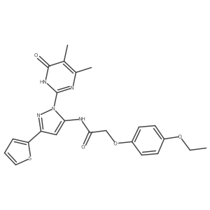 N-(1-(4,5-dimethyl-6-oxo-1,6-dihydropyrimidin-2-yl)-3-(thiophen-2-yl)-1H-pyrazol-5-yl)-2-(4-ethoxyphenoxy)acetamide结构式