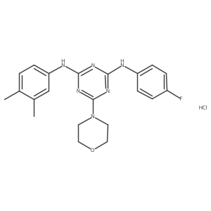 N2-(3,4-dimethylphenyl)-N4-(4-fluorophenyl)-6-morpholino-1,3,5-triazine-2,4-diamine hydrochloride结构式