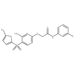 2-({4-amino-5-[(5-bromothiophen-2-yl)sulfonyl]pyrimidin-2-yl}sulfanyl)-N-(3-fluorophenyl)acetamide Structure