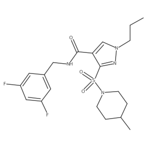 N-[(3,5-difluorophenyl)methyl]-3-[(4-methylpiperidin-1-yl)sulfonyl]-1-propyl-1H-pyrazole-4-carboxamide结构式