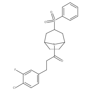 3-(4-chloro-3-fluorophenyl)-1-((1R,5S)-3-(phenylsulfonyl)-8-azabicyclo[3.2.1]octan-8-yl)propan-1-one Structure