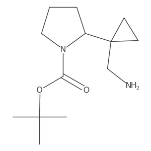 Tert-butyl 2-[1-(aminomethyl)cyclopropyl]pyrrolidine-1-carboxylate结构式