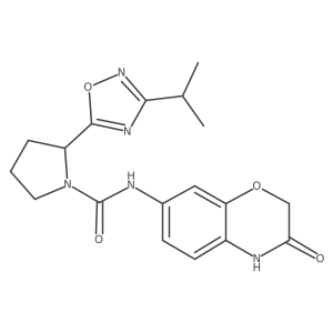 (2S)-N-(3,4-Dihydro-3-oxo-2H-1,4-benzoxazin-7-yl)-2-[3-(1-methylethyl)-1,2,4-oxadiazol-5-yl]-1-pyrrolidinecarboxamide Structure