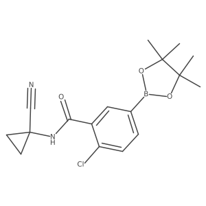 2-chloro-N-(1-cyanocyclopropyl)-5-(4,4,5,5-tetramethyl-1,3,2-dioxaborolan-2-yl)benzamide结构式