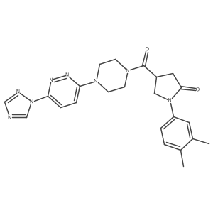 4-(4-(6-(1H-1,2,4-triazol-1-yl)pyridazin-3-yl)piperazine-1-carbonyl)-1-(3,4-dimethylphenyl)pyrrolidin-2-one Structure