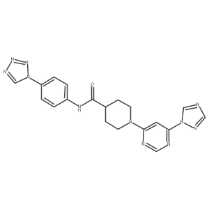 1-(6-(1H-1,2,4-triazol-1-yl)pyrimidin-4-yl)-N-(4-(1H-tetrazol-1-yl)phenyl)piperidine-4-carboxamide Structure