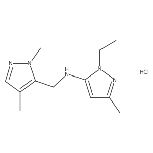 N-[(2,4-dimethylpyrazol-3-yl)methyl]-2-ethyl-5-methylpyrazol-3-amine;hydrochloride Structure
