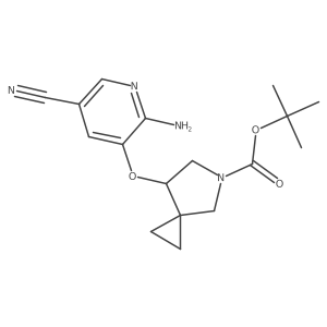 Tert-butyl 7-[(2-amino-5-cyanopyridin-3-yl)oxy]-5-azaspiro[2.4]heptane-5-carboxylate结构式