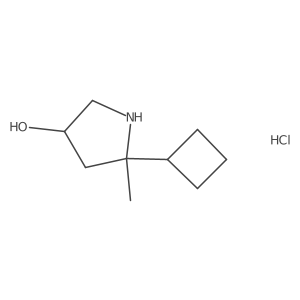 5-Cyclobutyl-5-methylpyrrolidin-3-ol;hydrochloride结构式
