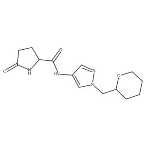 5-oxo-N-(1-((tetrahydro-2H-pyran-2-yl)methyl)-1H-pyrazol-4-yl)pyrrolidine-2-carboxamide结构式