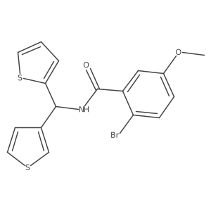 2-bromo-5-methoxy-N-(thiophen-2-yl(thiophen-3-yl)methyl)benzamide结构式