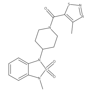 (4-methyl-1,2,3-thiadiazol-5-yl)(4-(3-methyl-2,2-dioxidobenzo[c][1,2,5]thiadiazol-1(3H)-yl)piperidin-1-yl)methanone结构式