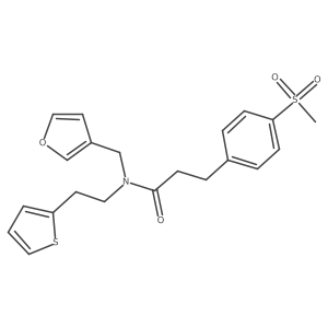 N-(furan-3-ylmethyl)-3-(4-(methylsulfonyl)phenyl)-N-(2-(thiophen-2-yl)ethyl)propanamide结构式