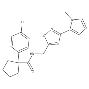 1-(4-chlorophenyl)-N-((3-(1-methyl-1H-pyrrol-2-yl)-1,2,4-oxadiazol-5-yl)methyl)cyclopentanecarboxamide结构式