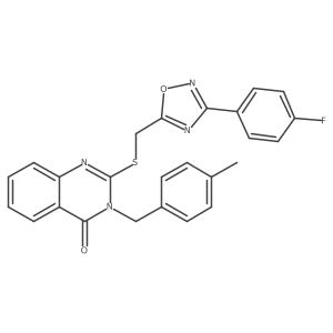 2-(((3-(4-fluorophenyl)-1,2,4-oxadiazol-5-yl)methyl)thio)-3-(4-methylbenzyl)quinazolin-4(3H)-one结构式