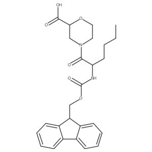 4-[(2S)-2-({[(9H-fluoren-9-yl)methoxy]carbonyl}amino)hexanoyl]morpholine-2-carboxylic acid Structure