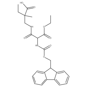 2-{[2-(ethyl carboxy)-2-({[(9H-fluoren-9-yl)methoxy]carbonyl}amino)acetamido]methyl}-2-methylbutanoic acid结构式