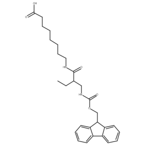 8-{2-[({[(9H-fluoren-9-yl)methoxy]carbonyl}amino)methyl]butanamido}octanoic acid Structure