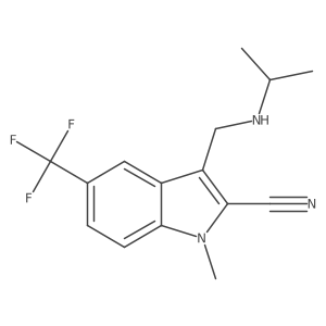 1-methyl-3-{[(propan-2-yl)amino]methyl}-5-(trifluoromethyl)-1H-indole-2-carbonitrile结构式