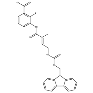 3-[4-({[(9H-fluoren-9-yl)methoxy]carbonyl}amino)-2-methylbut-2-enamido]-2-fluorobenzoic acid Structure