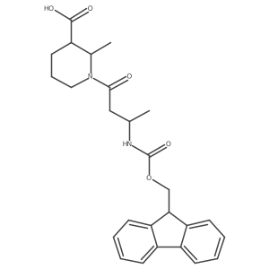 (2RS,3RS)-1-[(3S)-3-({[(9H-fluoren-9-yl)methoxy]carbonyl}amino)butanoyl]-2-methylpiperidine-3-carboxylic acid结构式