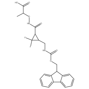 rac-2-({[(1R,3S)-3-[({[(9H-fluoren-9-yl)methoxy]carbonyl}amino)methyl]-2,2-difluorocyclopropyl]formamido}oxy)propanoic acid结构式