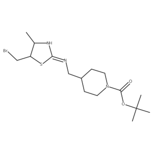 Tert-butyl 4-({[5-(bromomethyl)-4-methyl-4,5-dihydro-1,3-thiazol-2-yl]amino}methyl)piperidine-1-carboxylate结构式
