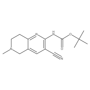 tert-butyl N-(3-cyano-6-methyl-5,6,7,8-tetrahydro-1,6-naphthyridin-2-yl)carbamate结构式