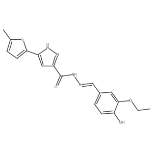 N'-[(E)-(3-ethoxy-4-hydroxyphenyl)methylidene]-3-(5-methylthiophen-2-yl)-1H-pyrazole-5-carbohydrazide结构式