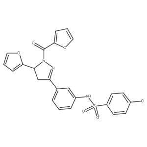4-chloro-N-{3-[1-(furan-2-carbonyl)-5-(furan-2-yl)-4,5-dihydro-1H-pyrazol-3-yl]phenyl}benzene-1-sulfonamide Structure