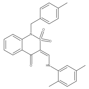 (3E)-3-{[(2,5-dimethylphenyl)amino]methylene}-1-(4-methylbenzyl)-1H-2,1-benzothiazin-4(3H)-one 2,2-dioxide Structure
