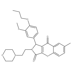 1-(3-Methoxy-4-propoxyphenyl)-7-methyl-2-(2-morpholinoethyl)-1,2-dihydrochromeno[2,3-c]pyrrole-3,9-dione结构式