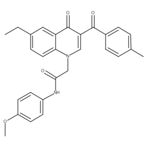 2-(6-ethyl-3-(4-methylbenzoyl)-4-oxoquinolin-1(4H)-yl)-N-(4-methoxyphenyl)acetamide结构式