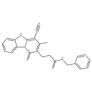 3-{10-cyano-11-methyl-13-oxo-1,8-diazatricyclo[7.4.0.0^{2,7}]trideca-2,4,6,9,11-pentaen-12-yl}-N-[(pyridin-3-yl)methyl]propanamide结构式