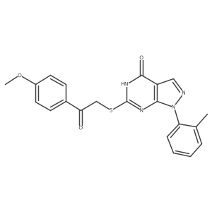 2-((4-hydroxy-1-(o-tolyl)-1H-pyrazolo[3,4-d]pyrimidin-6-yl)thio)-1-(4-methoxyphenyl)ethanone结构式