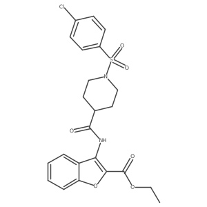 Ethyl 3-(1-((4-chlorophenyl)sulfonyl)piperidine-4-carboxamido)benzofuran-2-carboxylate Structure