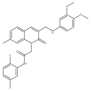 N-(2,5-difluorophenyl)-2-(3-(((3,4-dimethoxyphenyl)amino)methyl)-7-methyl-2-oxoquinolin-1(2H)-yl)acetamide结构式